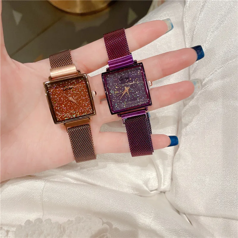 Часы наручные женские с магнитным ремешком люксовые модные повседневные