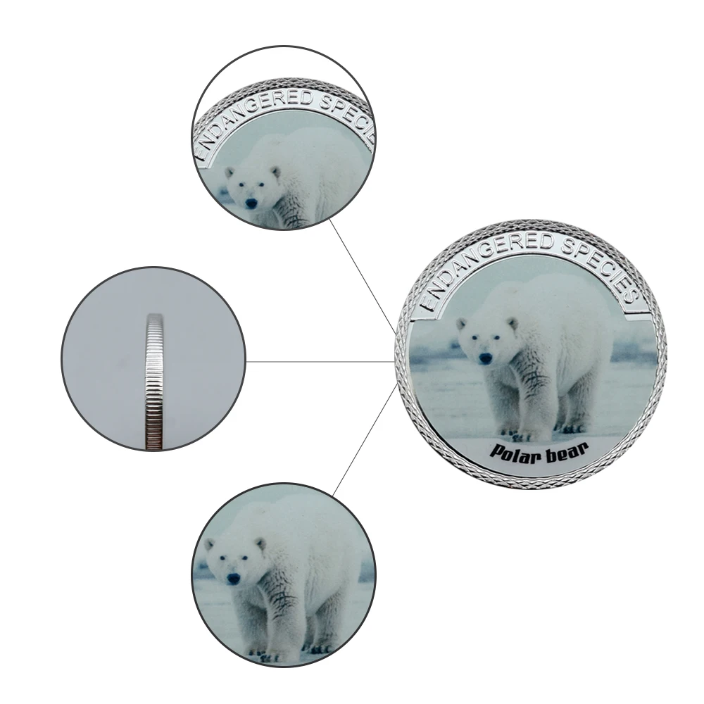 Монета с полярным медведем серебряные монеты защита животных мира памятные