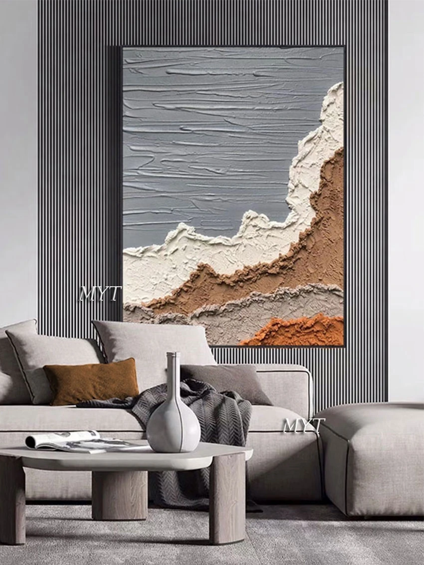 

100% Hand Painted Hot Sale New Arrival Abstract Multicolored Beach Knife Painting Art Simple Oil Painting Decorative Frameless
