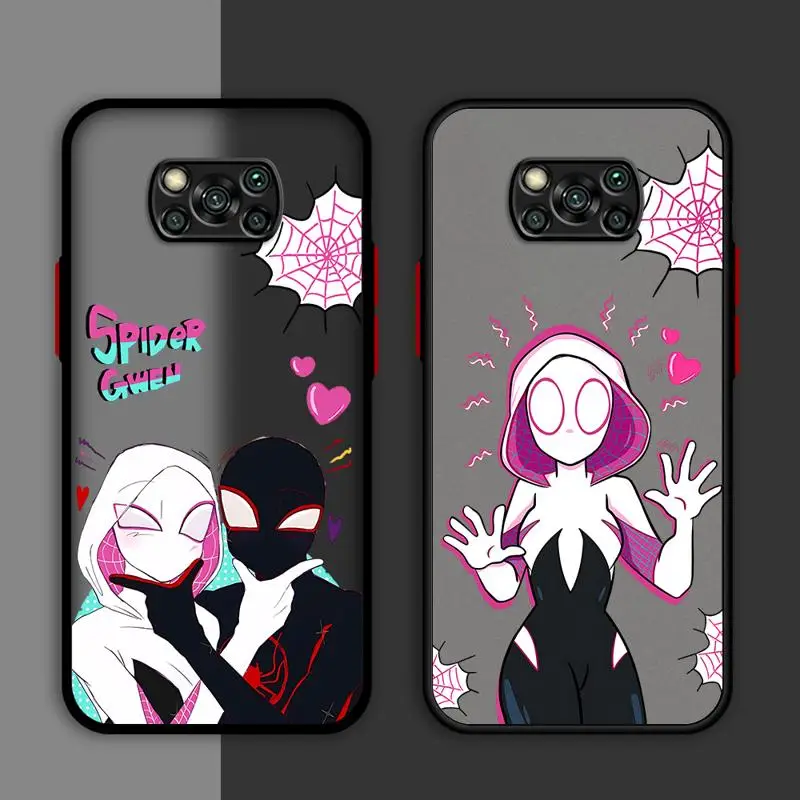 phone case for Xiaomi mi 14 13 11 lite 9t 10c 9a 12 10t pro 13c 11t Los casos matte frosted fundas Marvel Spider Man Gwen Love