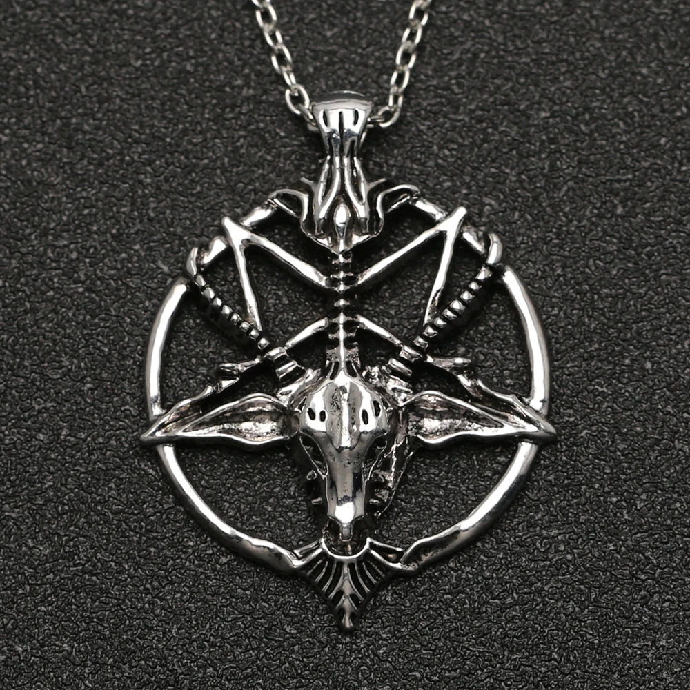 Ожерелье в виде сковороды богов козы головы рога черепа демона пентаграмма кулон