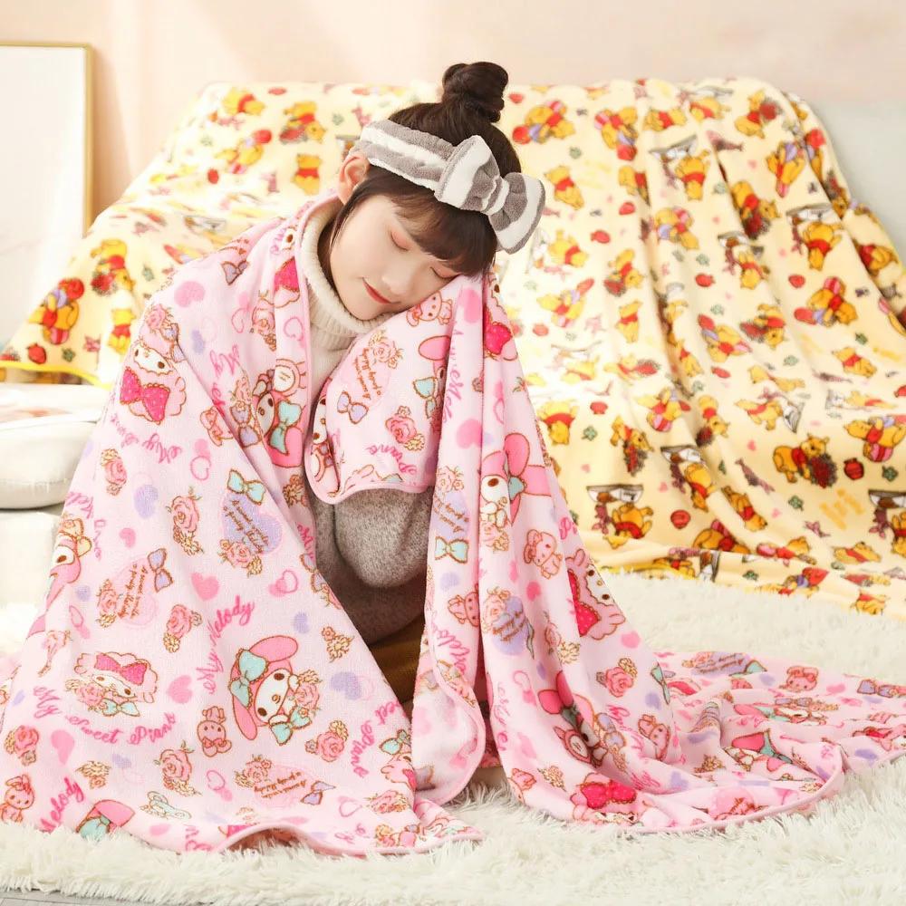 

Kawaii My Melody 1Mx1M Cartoon Coral Fleece Blanket Winter Anime Sanrioed Girl Heart Cute Thick Warm Air Conditioning Blanket