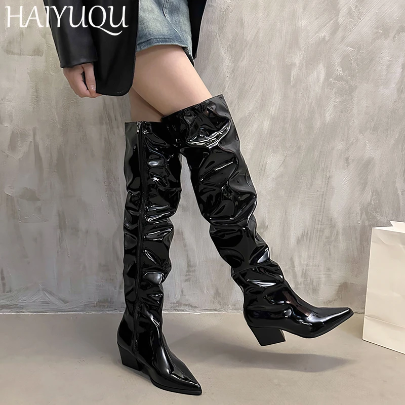 Женские кожаные высокие сапоги на высоком каблуке дизайнерские модные роскошные