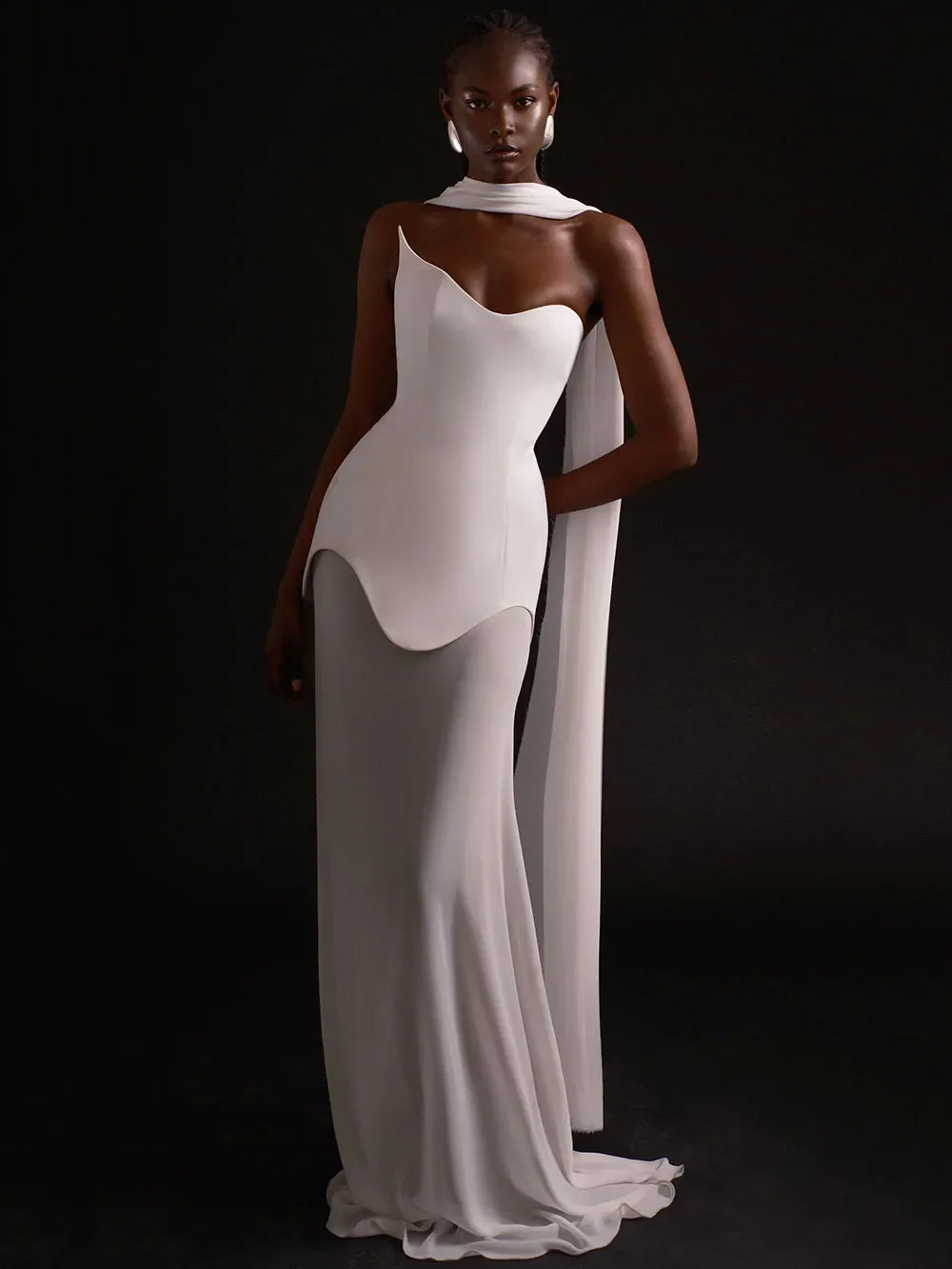 Новинка осени 2024 черно-белое привлекательное Сетчатое лоскутное Бандажное