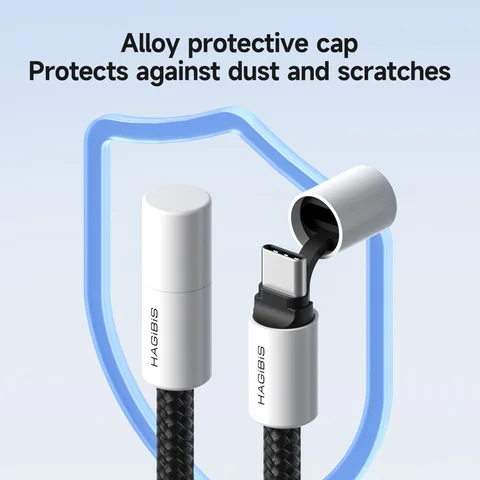 Кабель Hagibis USB C — USB C с защитной крышкой, кабель типа C емкостью 240 Вт PD 3,1, кабель для быстрой зарядки для iPhone 16 17 Macbook Pro iPad