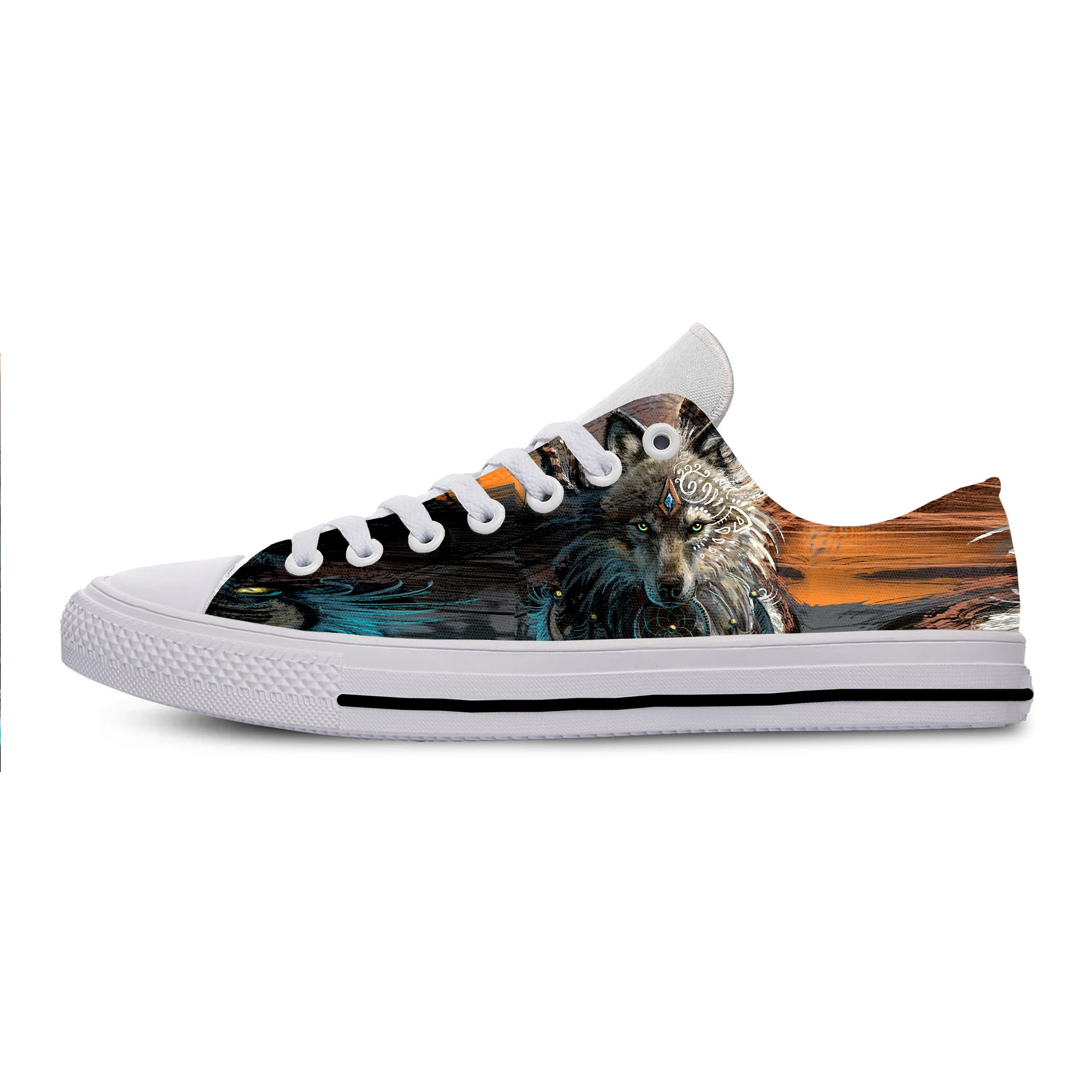 

Hot Cool Newest Men Women Comfortable Sneakers Fashion Wolf Animal Lightweight Summer Casual Shoes Low Top Latest Board Shoes