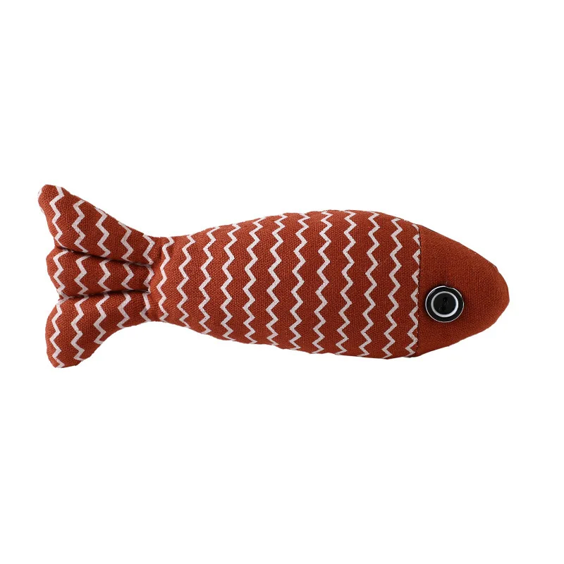 

New Wholesale Linen Novelty Pet Toys Wave Fish Containing Mint Cat and Dog Self-Healing Toy Bite-Resistant Molar Supplies
