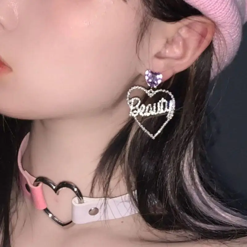 

Fantasy Barbie Glitter Earrings Purple Rhinestone Ear Studs Women Fashion Jewelry 925 Silver Needle Earwear Girls Drop Earrings
