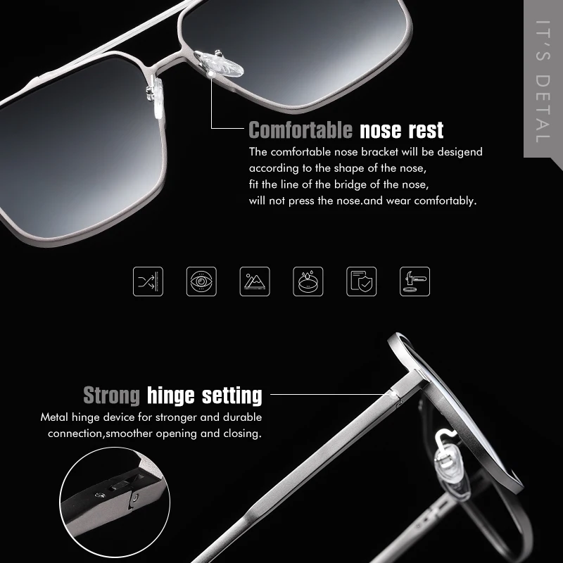 Новый дизайн большие фотохромные поляризационные солнцезащитные очки мужские