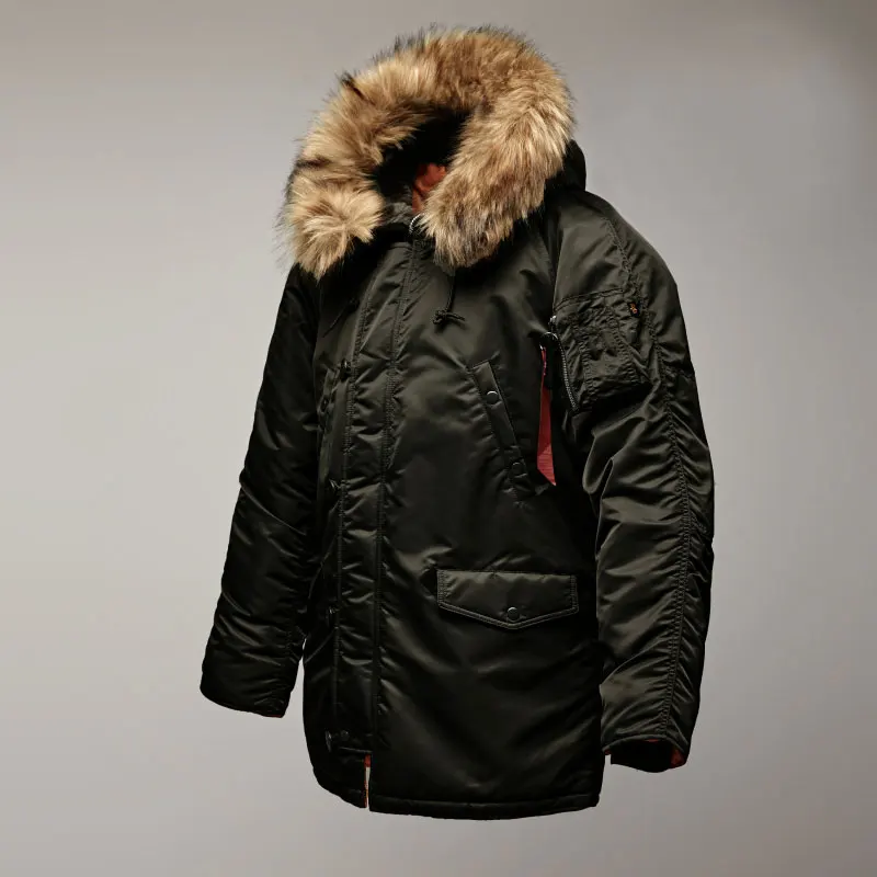 

2022 Men's Casual Fashion Winter Standard Jacket Classic Extreme Cold Weather Waterproof Removable Faux Fur Pocket Men's Jacket