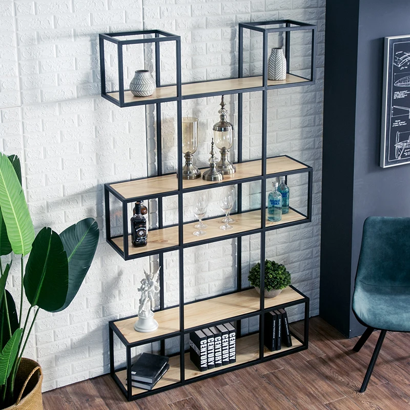 Nordic bookcase light luxury bookshelf floor multi-layer display cabinet simple modern lattice cabinet solid wood storage shelf