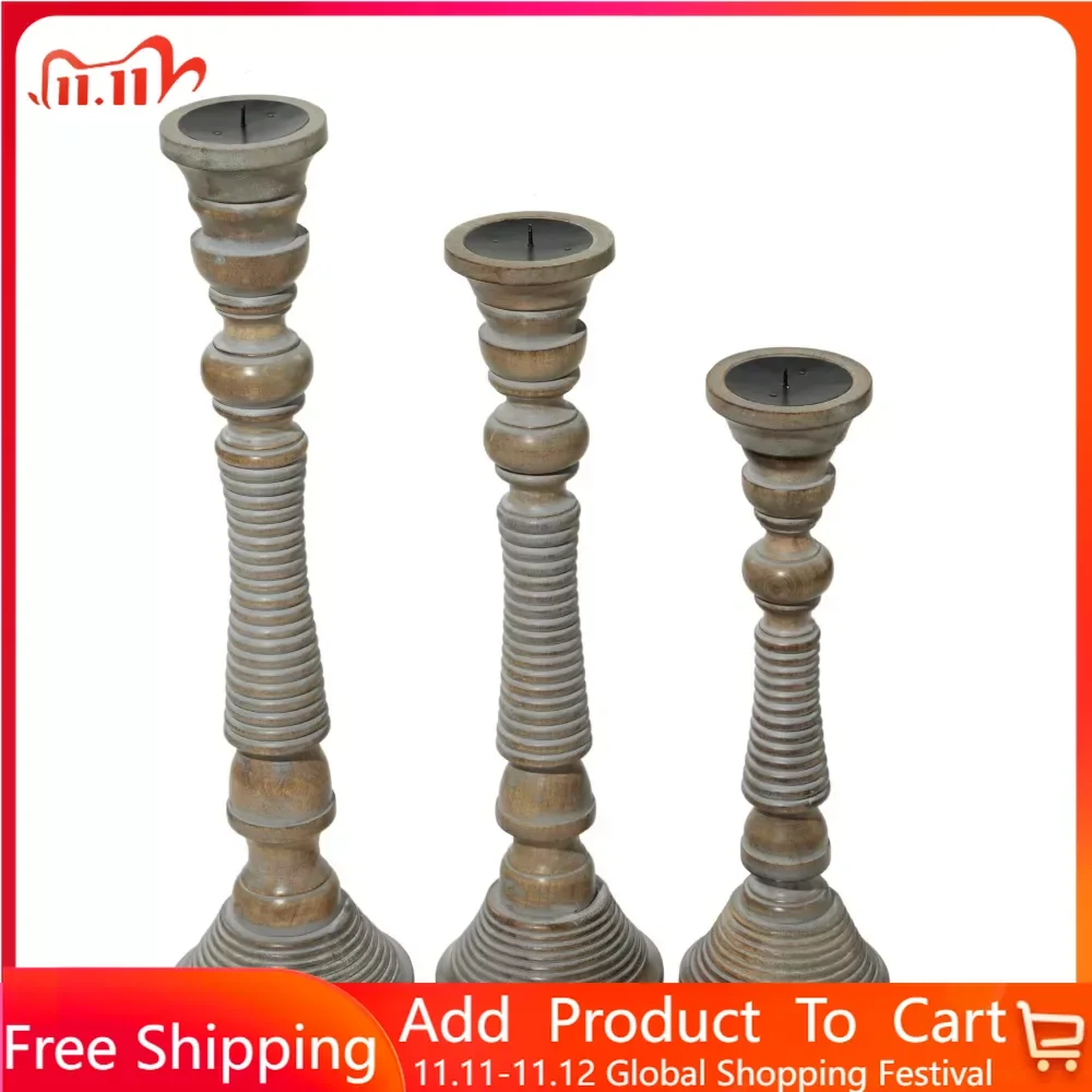 

Свечи, украшение для дома, бесплатная доставка, набор свечей и подсвечников из 3 предметов, подсвечник ручной работы из серого манго, украшения