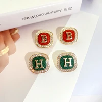 2022 new geometric h letter 925 silver needle earrings personalized square fashion womens banquet jewelry