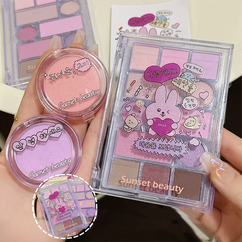 

Love Eye Shadow Plate Blusher Pearlescent Matte Makeup Plate High Gloss And Beautification Shadow Integration Korean Cosmetics