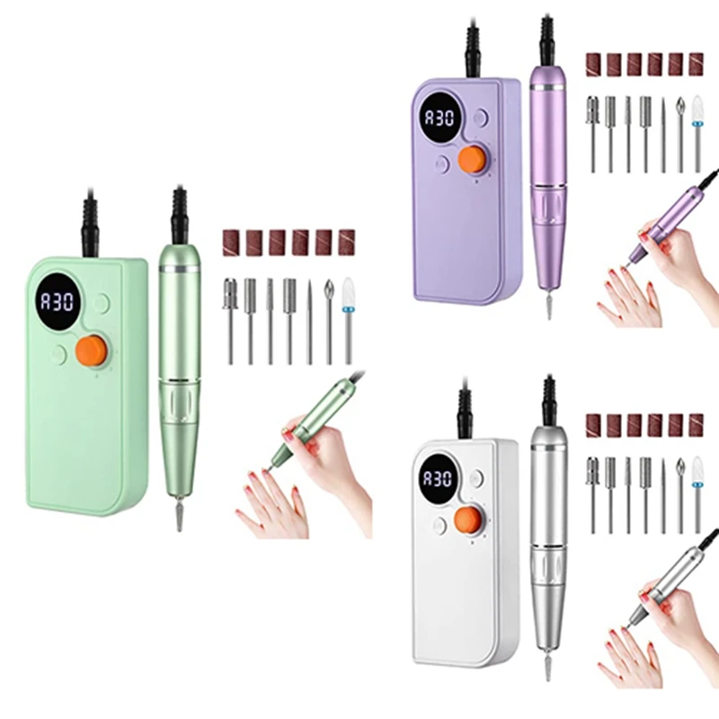 

Portable Nail Drill Kit Rechargeable Nail Machine Electric Cordless Efile Nail Drill Set With 7 Nail Bits