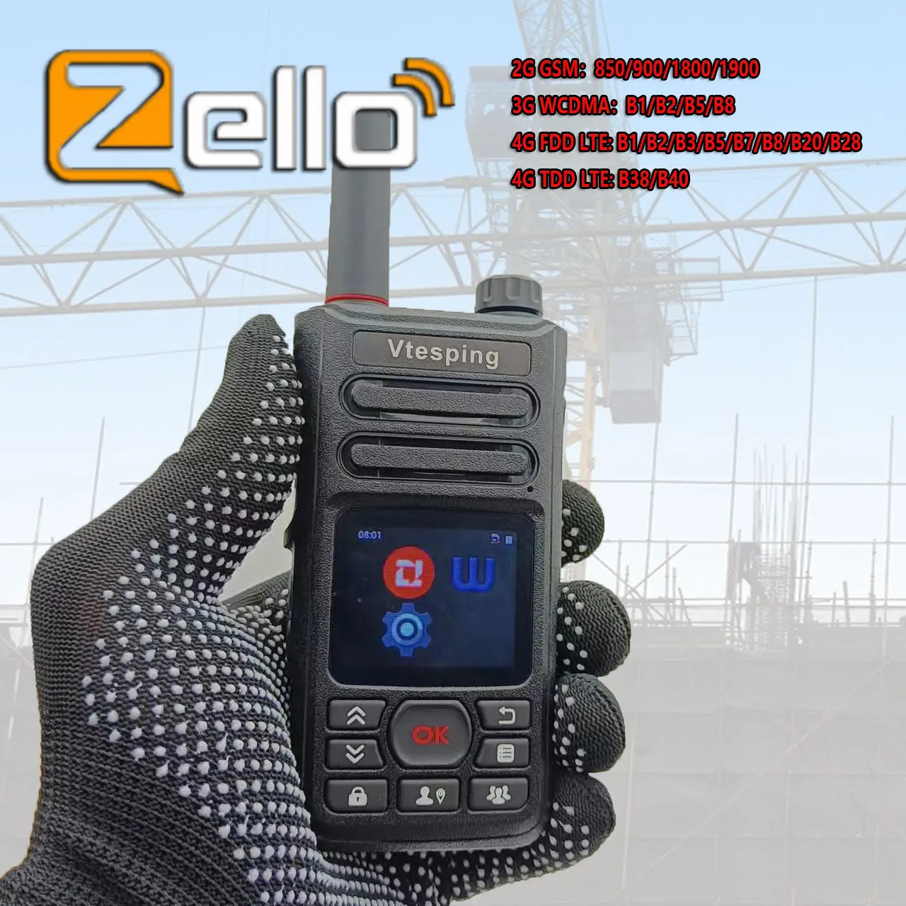 Рация Zello с поддержкой 4g радио Sim-карты Bluetooth Wi-Fi Европейская сеть B7 B28