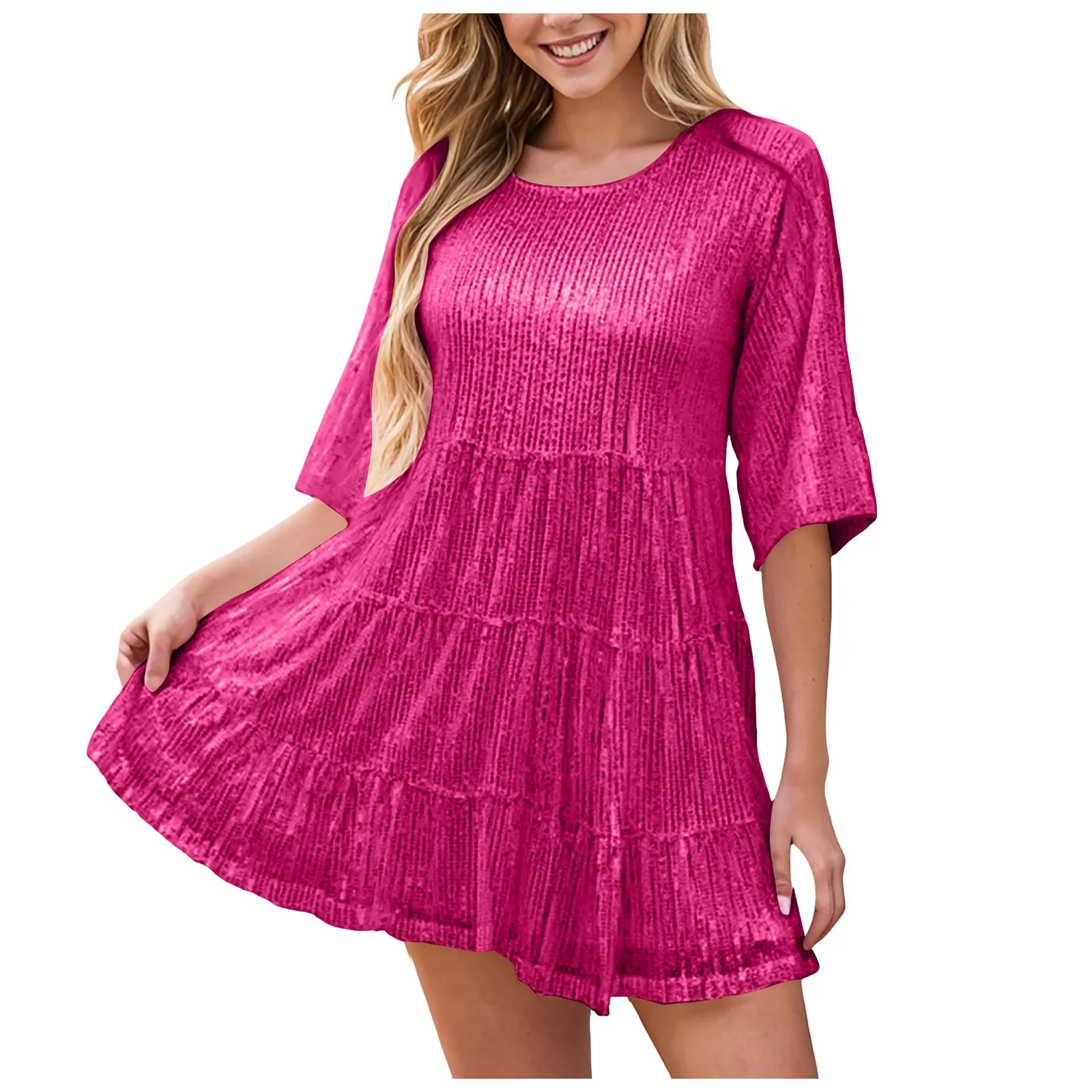 Блестящее блестящее платье с пайетками короткое струящееся многоярусное