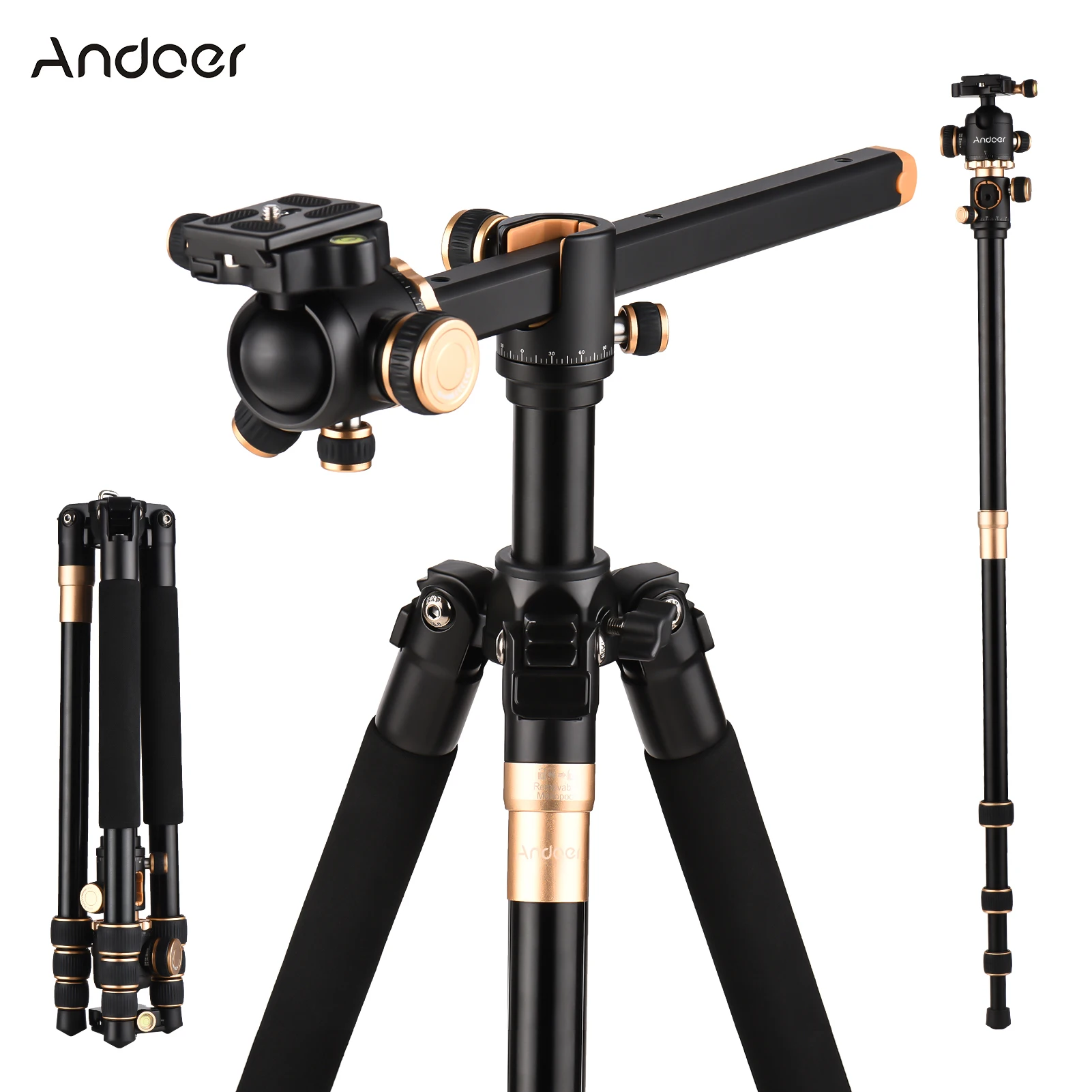 

Камера Andoer штатив монопод Алюминиевый сплав 8 кг нагрузка с поворотной на 360 ° шаровой головкой сумка для переноски для DSLR камеры смартфона
