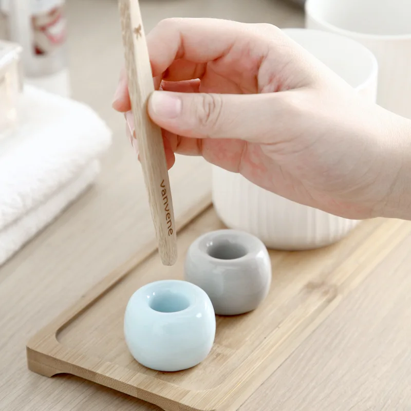 

Ceramics Toothbrush Holder Base Multicolor Bathroom Shelf Dental Brush Holder Bathroom Accessories Organization