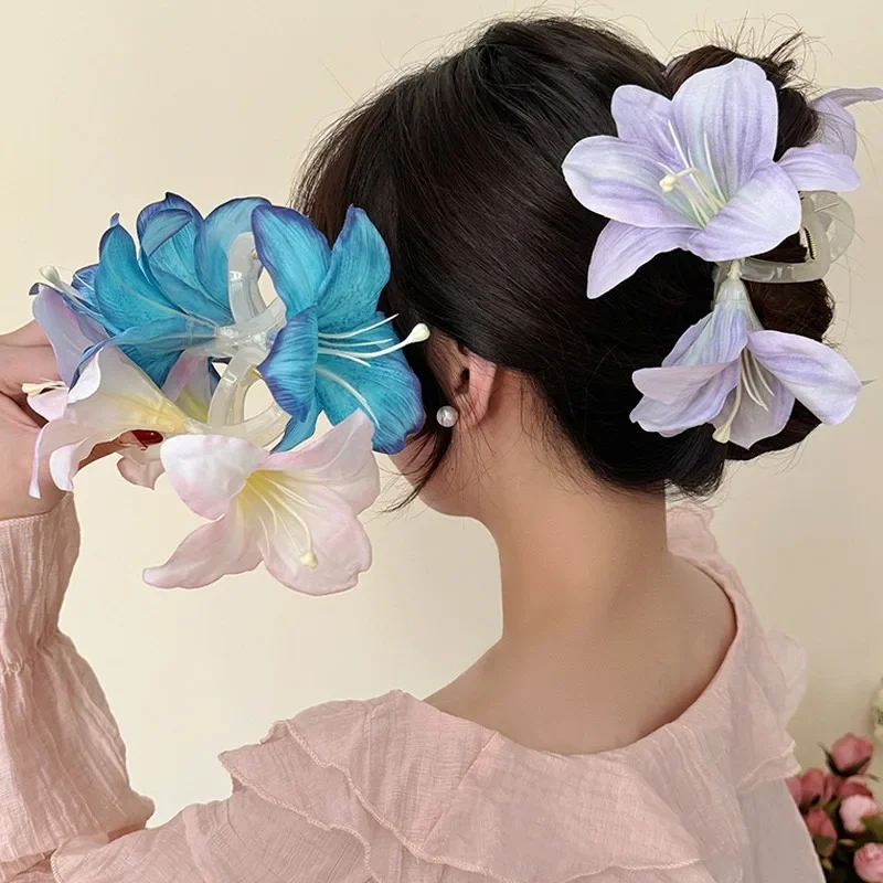 Заколки-крабы DS цветок лилии женские