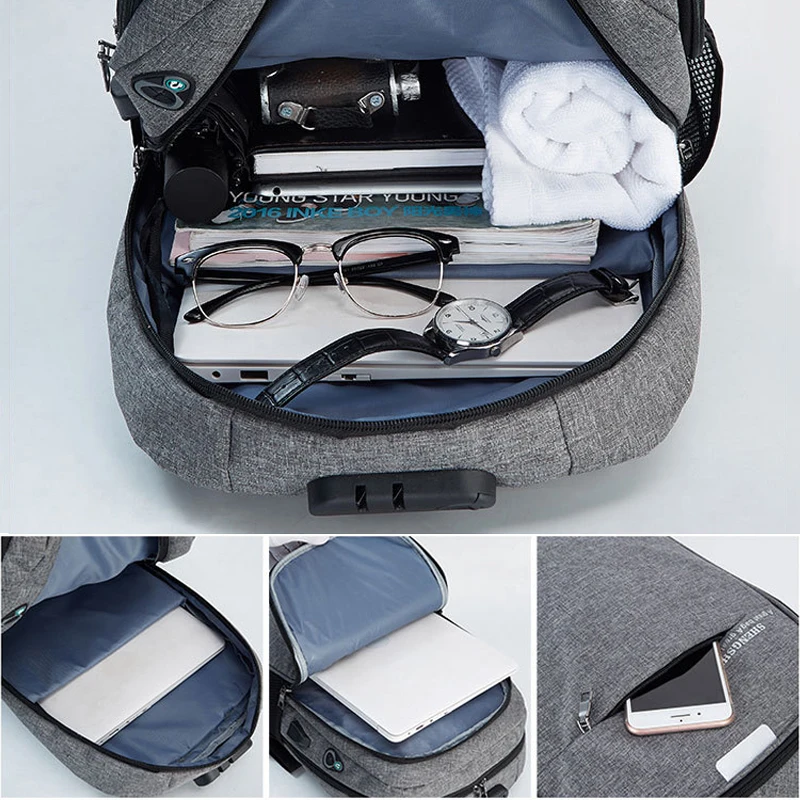 Мужской USB Противоугонный Большой Вместительный повседневный рюкзак для
