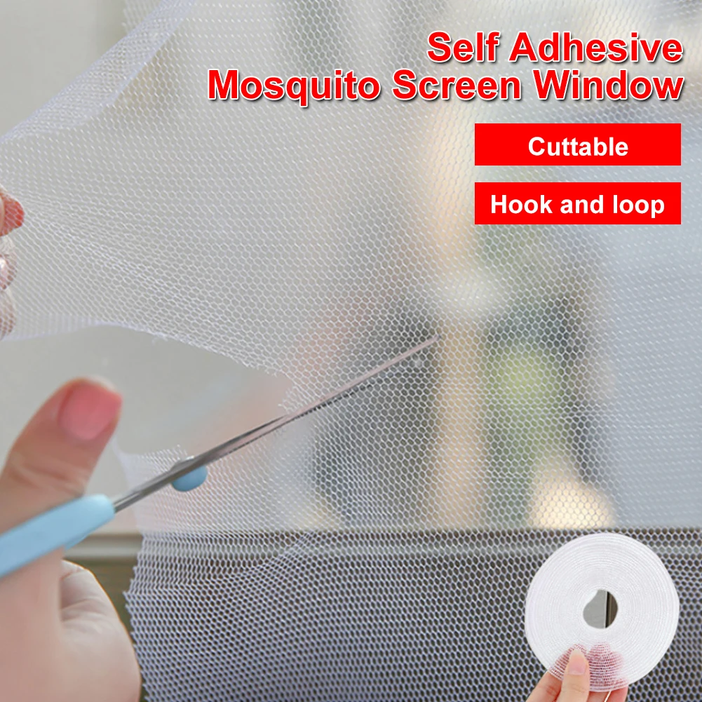 

DIY Self-Adhesive Window Screen Netting Mesh Curtain Adjustable Window Screen Anti Mosquito Net for Window Protector