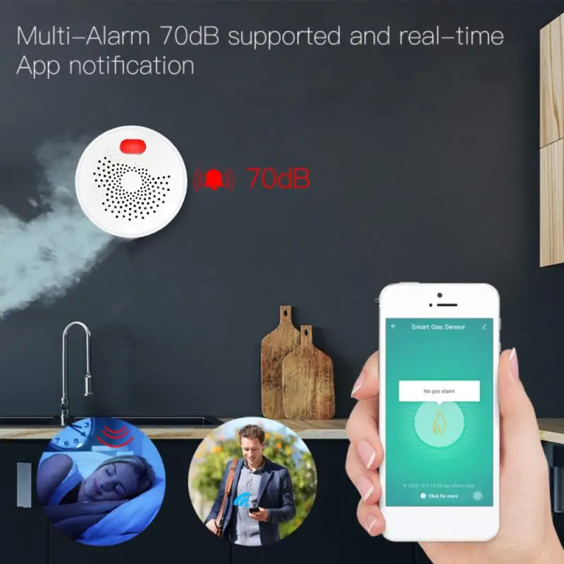Tuya Zigbee/Wifi Natural Gas Sensor Combustible Household Smart LPG Alarm Detector Leakage Fire Safety Home |