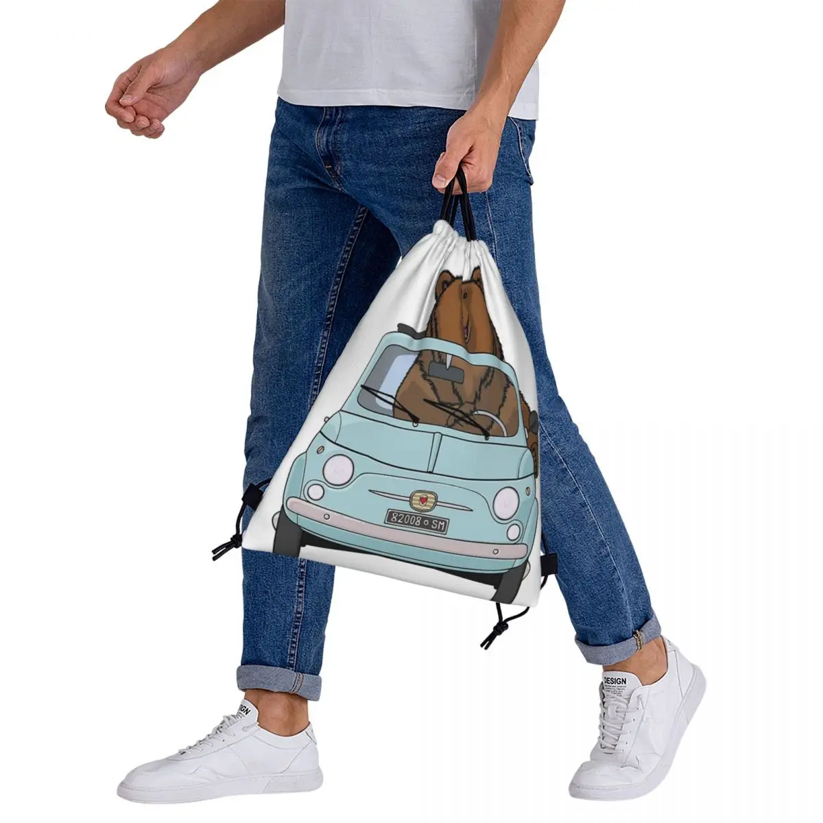 Бледно-голубые винтажные рюкзаки на шнурке для Fiat 500