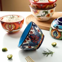 bohemian hand painted ceramic tableware rice bowl turkey art fruit salad bowl home breakfast cereal bowl dessert noodle bowl