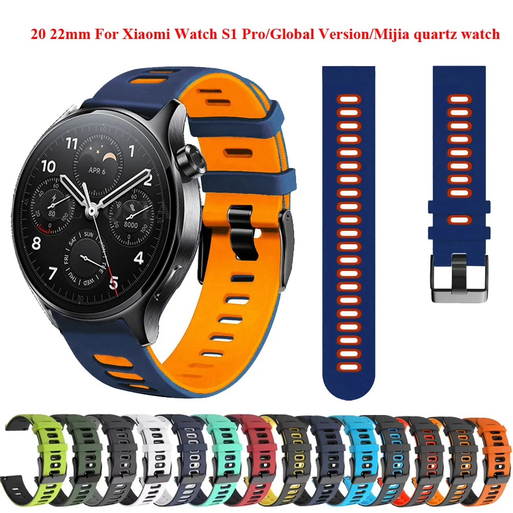 

20mm 22mm Silicone Strap For Xiaomi Watch S1 Pro/Global Version/S1 Active/Mijia Quart Watch Bracelet Wrist Straps For Mi Bro Air