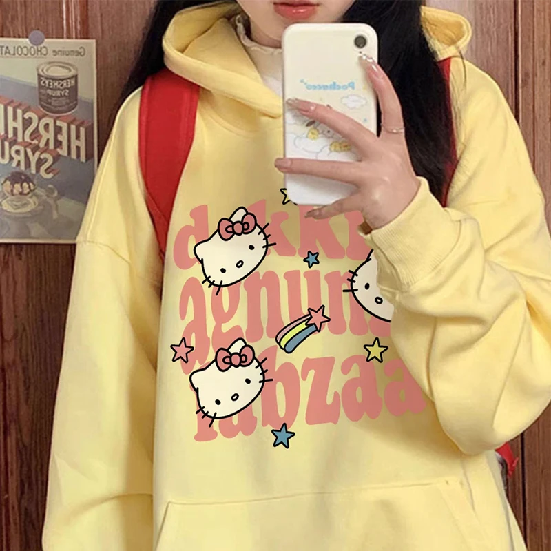Толстовки Hello Kitty Dopamine для мужчин и женщин весна осень-зима новый стиль детская