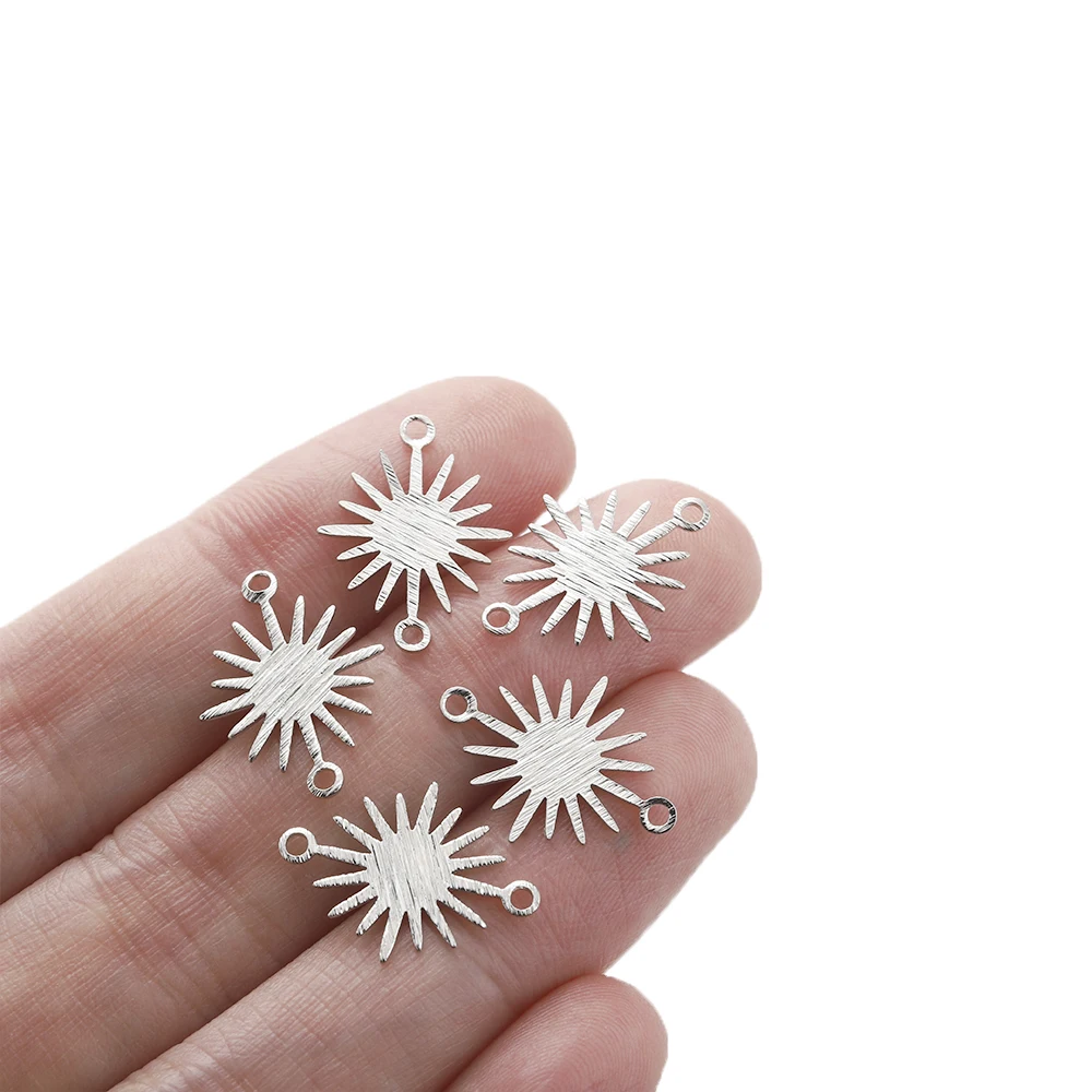 

20Pcs Raw Brass White Gold Textured Sun Connectors Star Link for Diy Boho Earrings Findings Jewelry Necklace Making Supplies