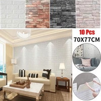 10pcs self adhesive 3d wall sticker brick pattern wallpaper home wall panels pvc living room bedroom bathroom waterproof decor