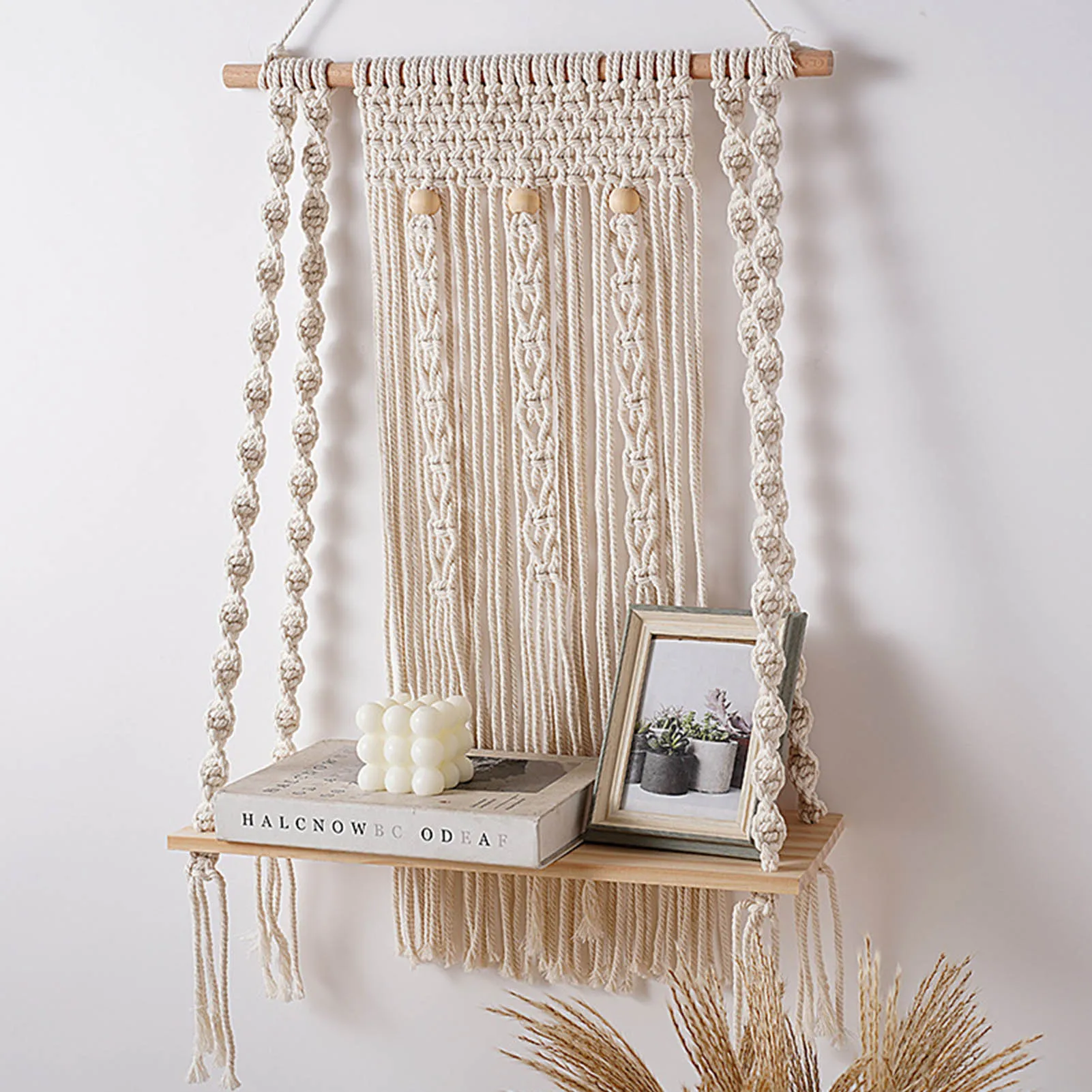 

Woven Wall Shelf Hangs Rope Shelves Boho Floating Macrame Decor Tapestry Storage Rack Boho Wall Decor For Wedding Party
