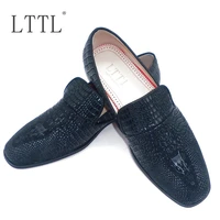 classic fashion black crocodile pattern leather shoes for men luxury brand summer loafers dress shoes slip on wedding shoes