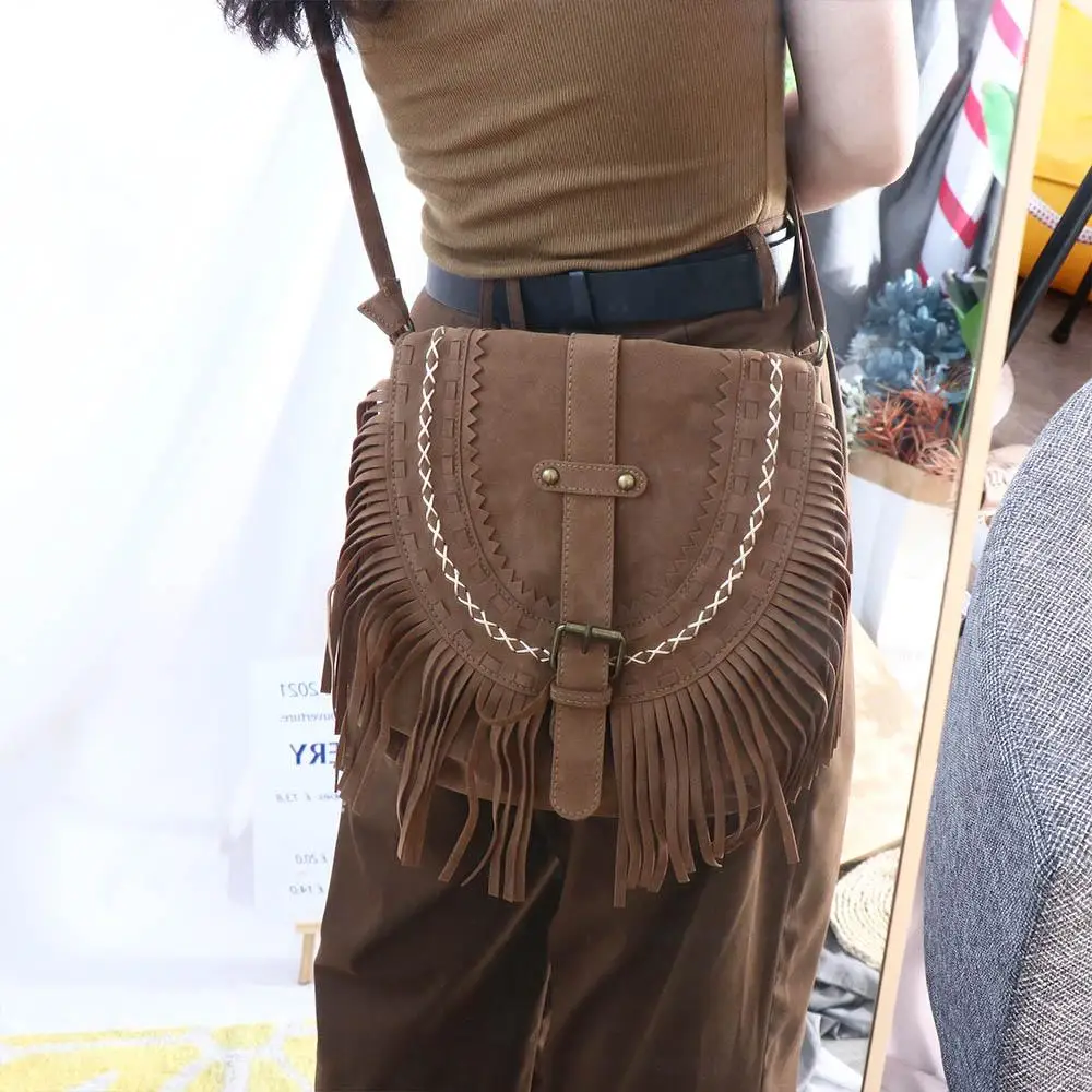 

Cowboy Suede Saddle Bag Messenger Bag Fringe Ethnic Style Shoulder Bag Tassel Bag Female Handbag Women Crossbody Bag