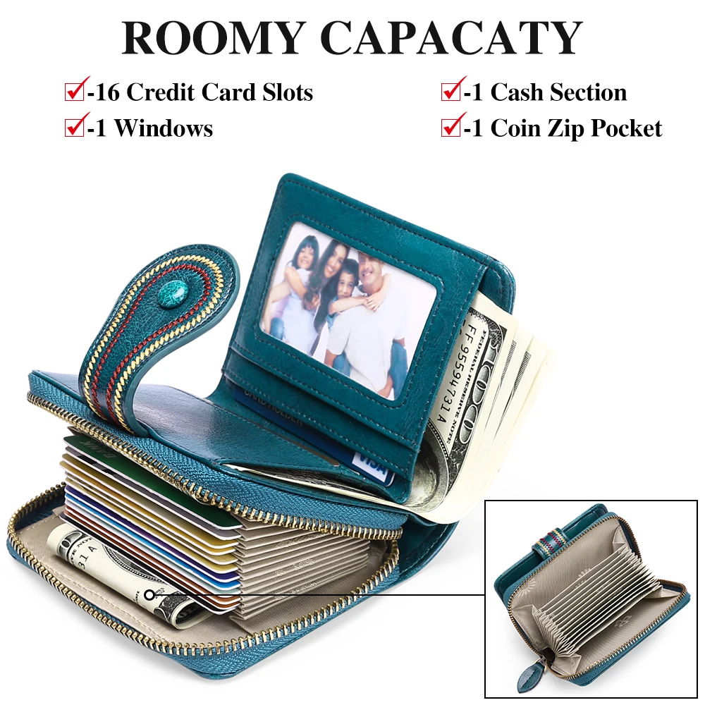 Women Wallet Genuine Leather Small Short Zipper Card Holder Coin Purse Ladies Wallets 2023 RFID Purses For Women's Pocket