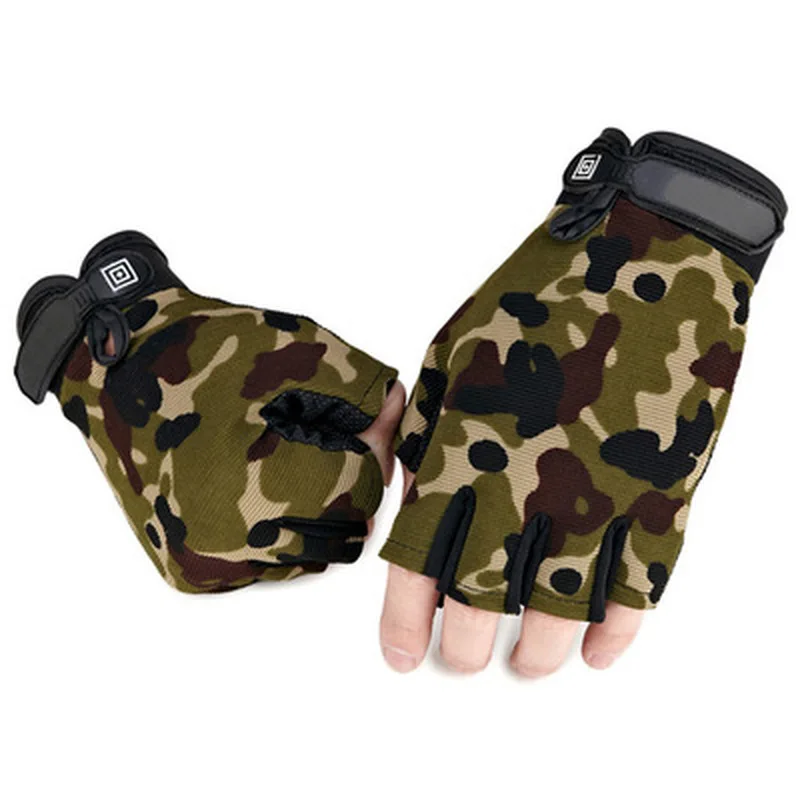 

Перчатки мужские камуфляжные тактические, амортизирующие митенки без пальцев для занятий спортом на открытом воздухе, велоспортом, Нескользящие, для фитнеса
