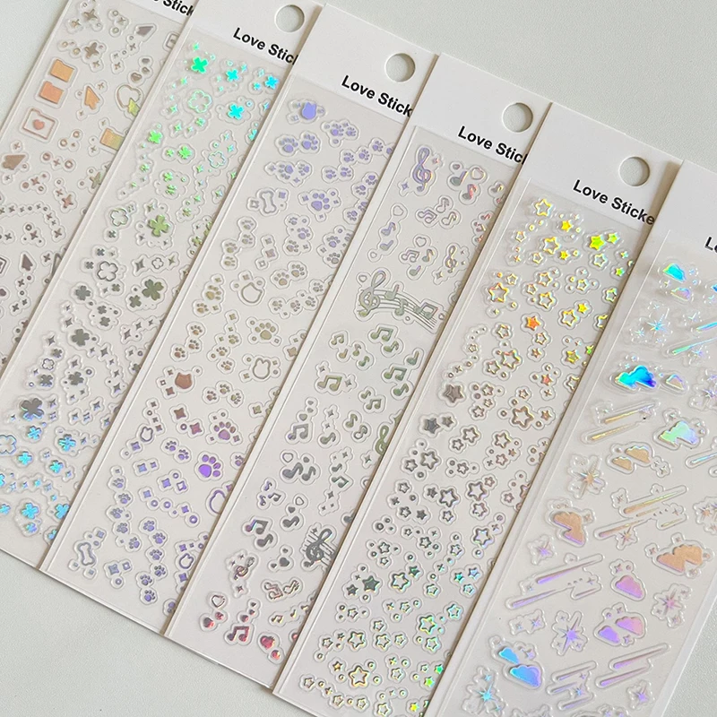 

Korea Hot Silver Musical Stars Embellishment Gradient Laser Sticker Diy PVC Material Scrapbooking Decorative Stickers Stationery