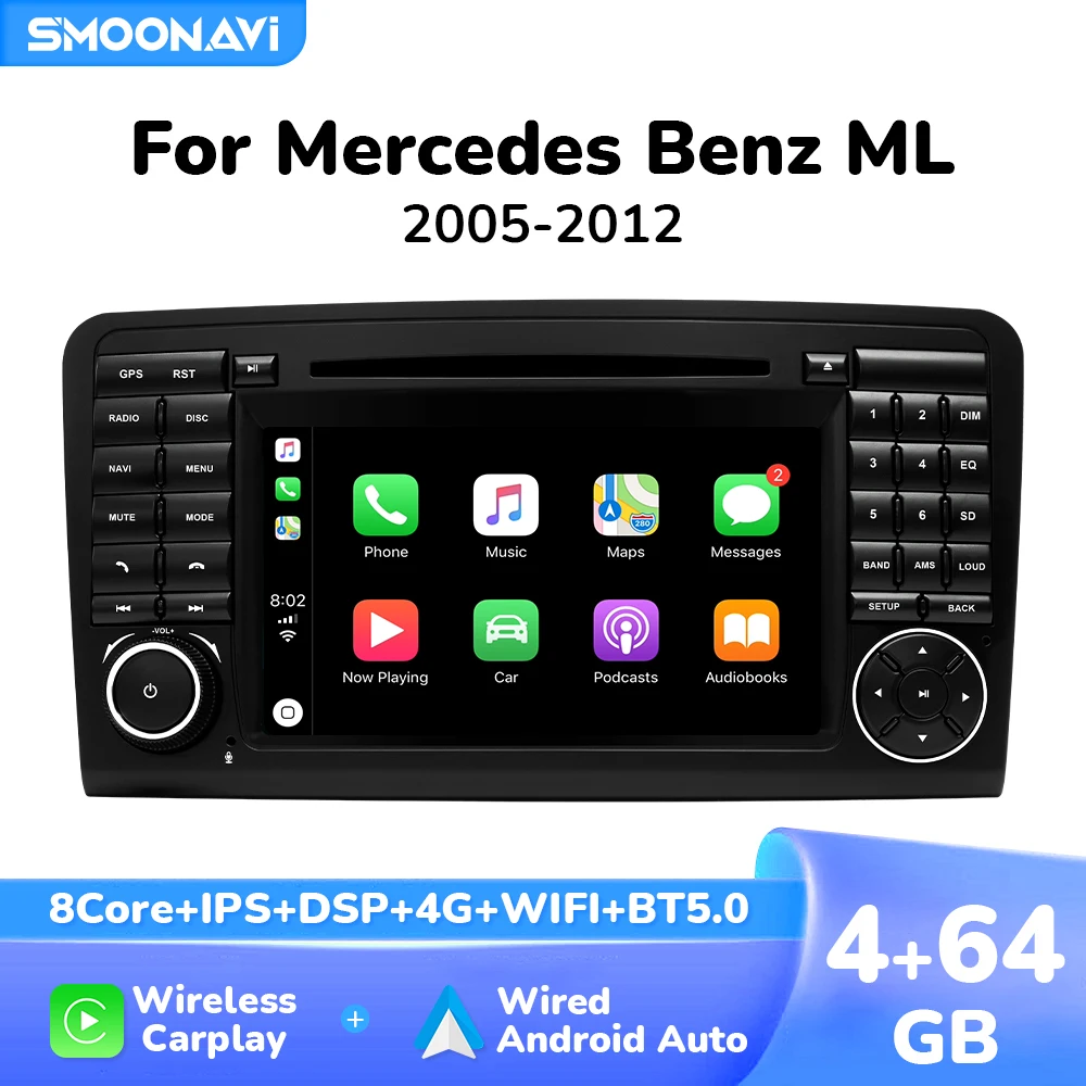 

AI Voice Wireless Carplay Android 12 Car DVD Player For BENZ ML 320/350/W164(2005-2012)GL 2Din Radio DSP Multimedia GPS 4G Wifi