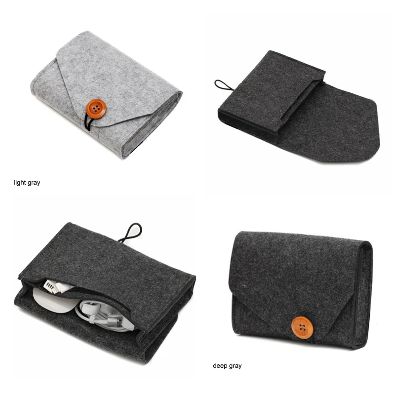 

Portable Storage Bag For USB Hard Drive Case Earphone Charger Cosmetics Protect Bag Felt Storage Pouch Travel Makeup Bag 17*12cm