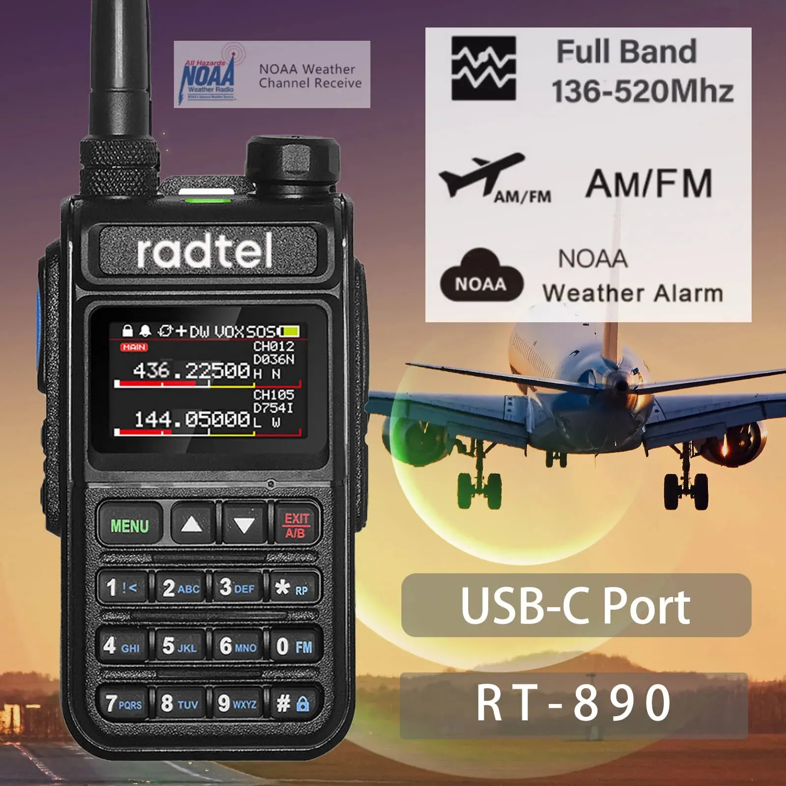 Аматорское радио Radtel RT-890 с полночастотным диапазоном 2-стороннее 999-канальный AM