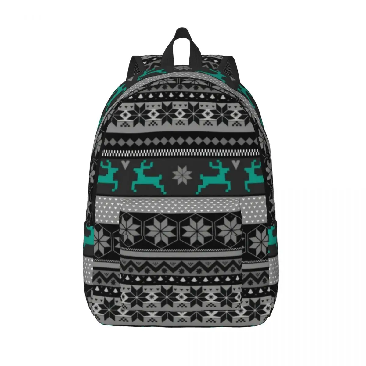 

Nordic Animal Canvas Backpacks Colorful Reindeer Commuter Durable Backpack Unique Bags