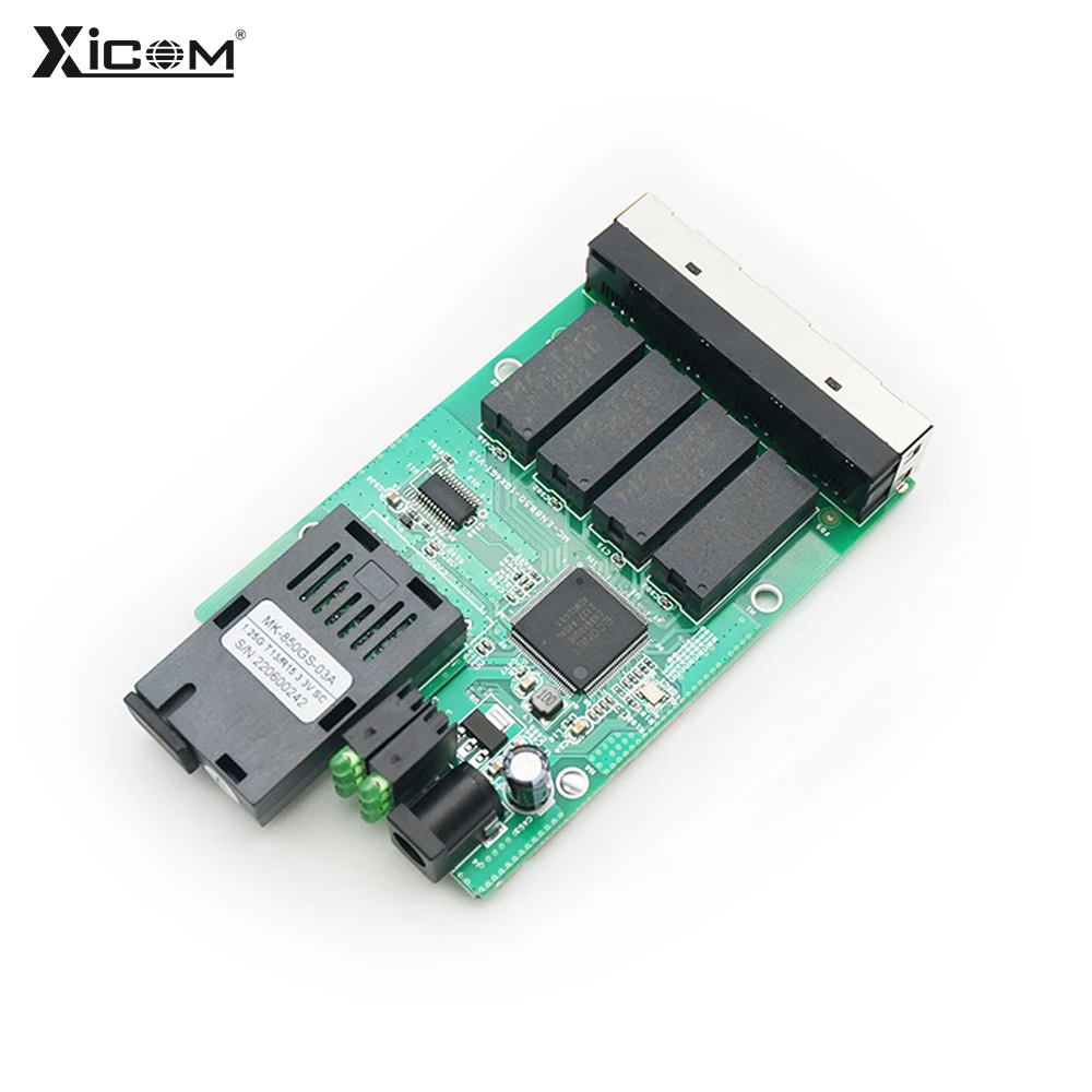 Gigabit Fiber Optical Media Converter PCBA Board 10/100/1000M Ethernet Optic Switch SC Single Mode 20KM placa metro switch fibra