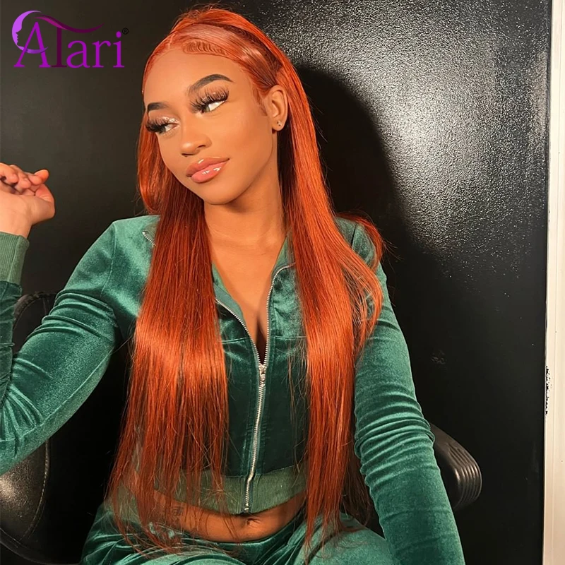 Ed 5x5 Lace Closure Wig Honey Orange Straight Human Hair Wigs Transaprent 13x4 13x6 Lace Frontal Wig For Black Women Atari