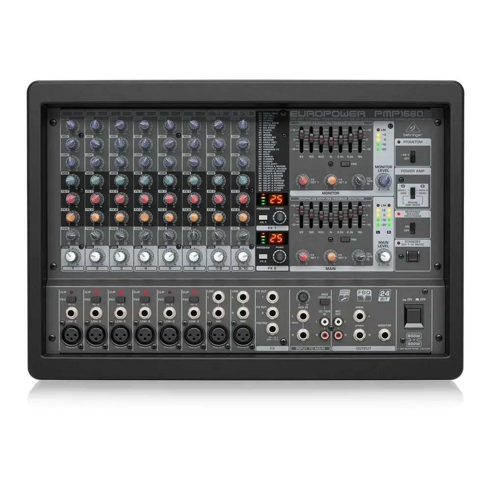 Силовой микшер Behringer PMP 1680S с двойным процессором Multi-FX и системой обнаружения