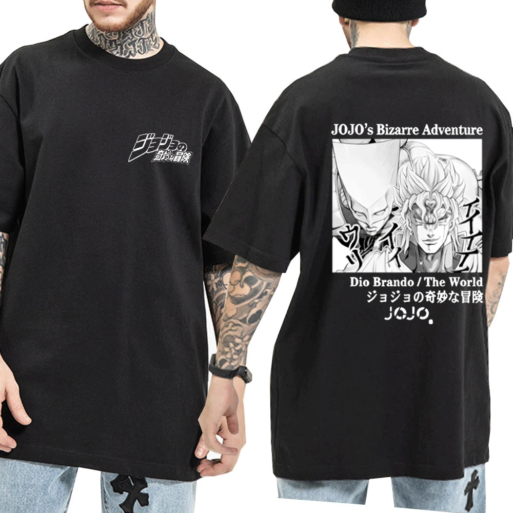 

Футболка мужская хлопковая оверсайз с коротким рукавом, одежда для косплея аниме «невероятные приключения Джоджо», летняя одежда