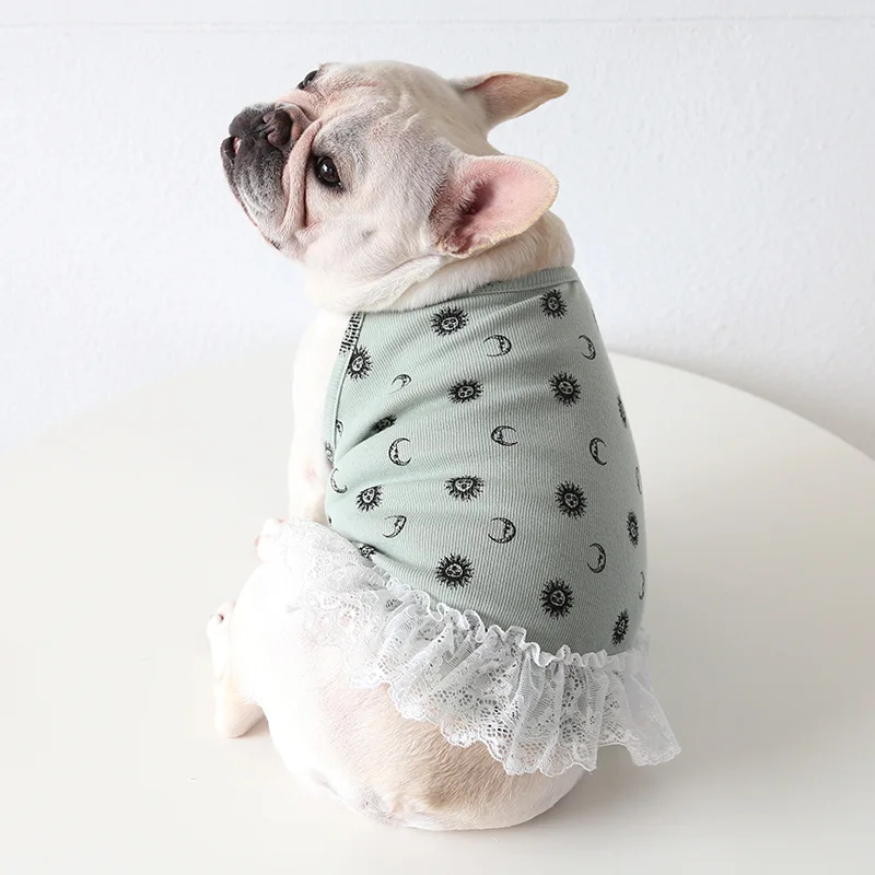 

Cute Pug Dog Clothes Cotton Skirt Summer French English Bulldog Dress Vest Small Dog T Shirt Cat Welsh Corgi Shiba Inu Apparel