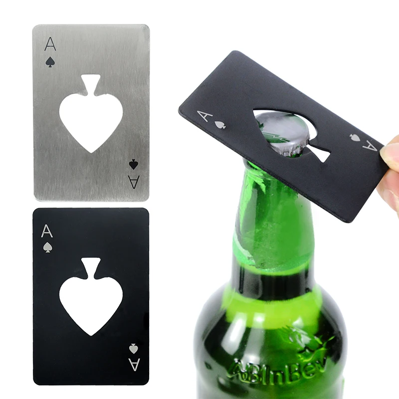 

2 Colors Poker Card Beer Bottle Opener Portable Spade A Bottle Opener Playing Card Stainless Steel Kitchen Accessories Bar Tools