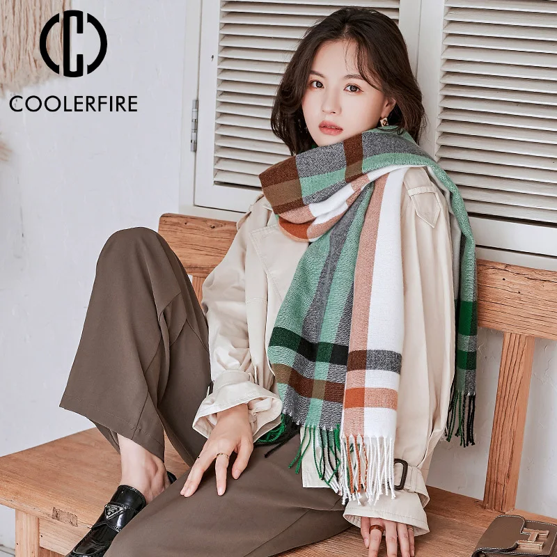 

Women Scarf Autumn and Winter Fashion Keep Warm Luxury Scarf Women Designers Cashmere Striped Scarf Shawl Dual-use Tassel AC2170